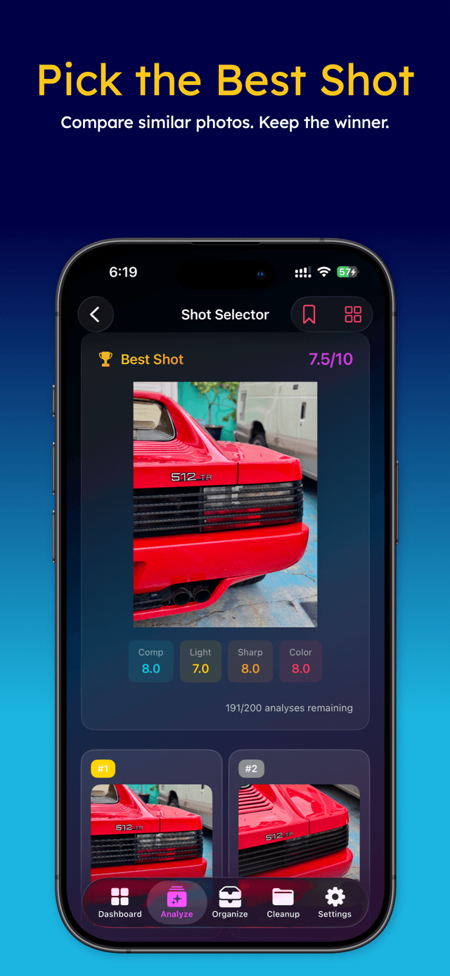 PickEpic Shot Selector comparing similar photos